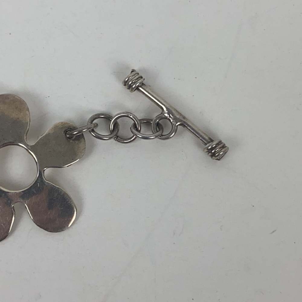Flower Bracelet 925 Sterling Floral 7” - Picture 3 of 5